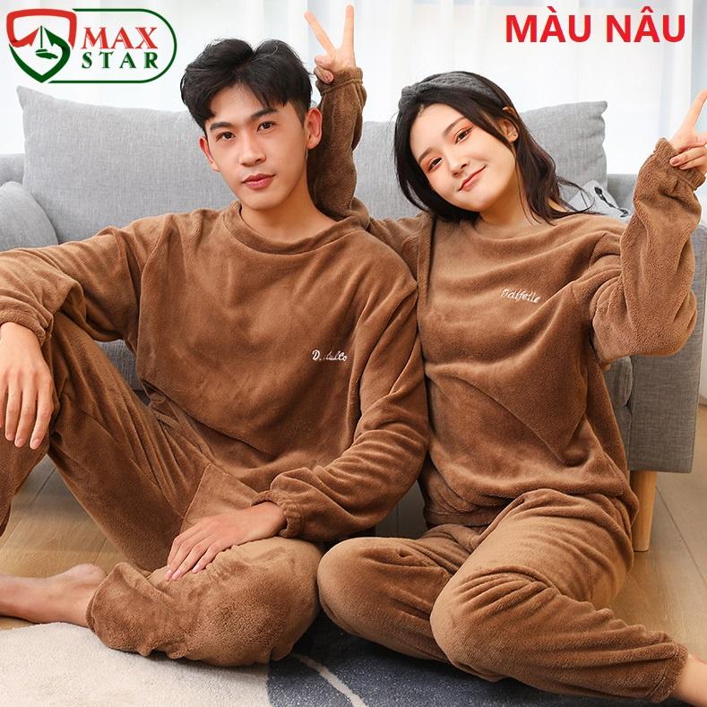 Bộ đồ ngủ nhung lót lông mùa đông nam nữ siêu đẹp siêu ấm