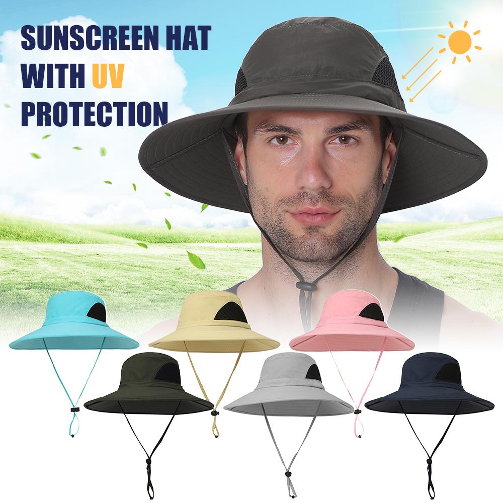 Mũ rộng vành bằng nylon nhẹ chất lượng cao, chống nắng , thiết kế lưới 2 bên thoáng khí, có dây rút
