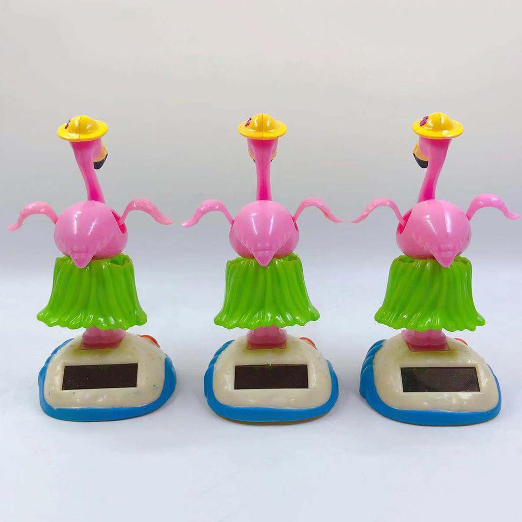 2pcs Solar Dancing Animal Ornaments Car Dashboard Decor Kids Toys Flamingo