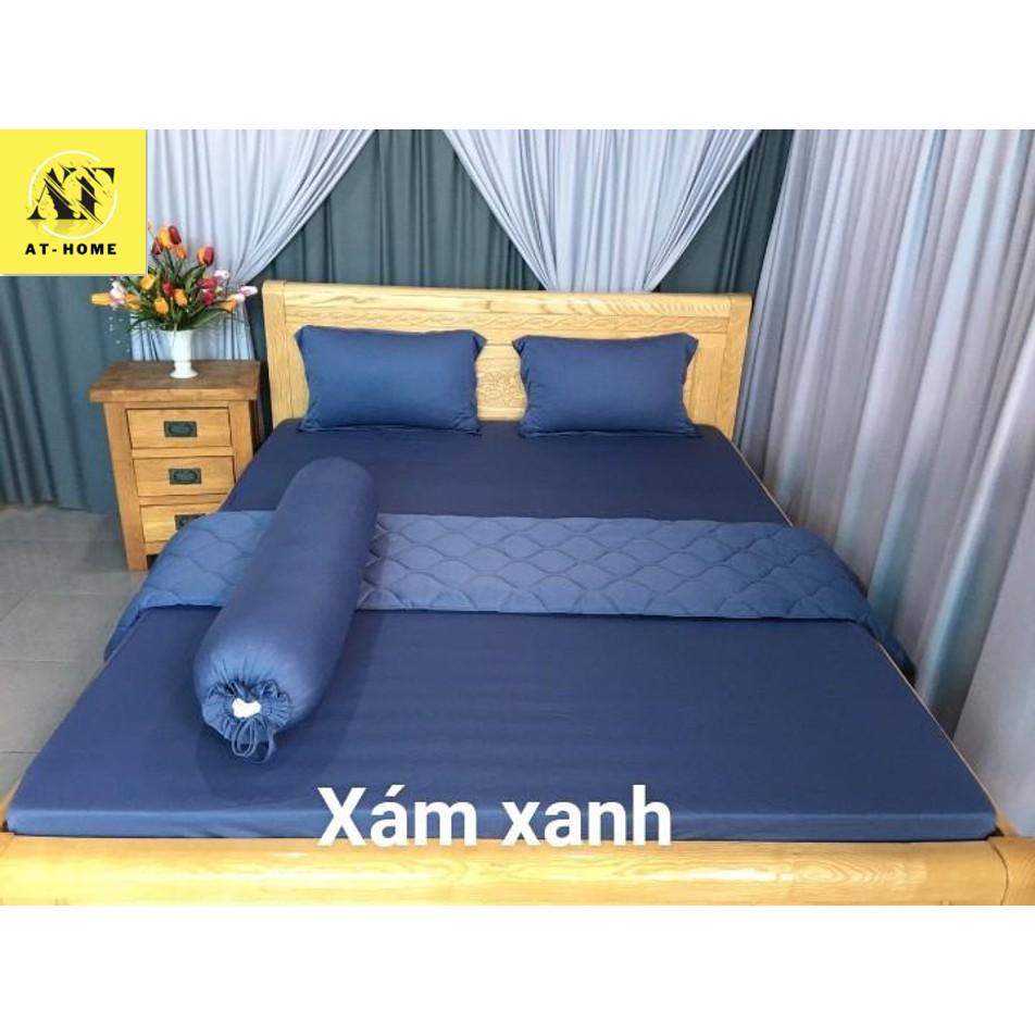 Bộ 4 Món Ga Gối Thun Lạnh Thun Mát Mềm Cao Cấp LAN PHAM BEDDING - Xám Xanh