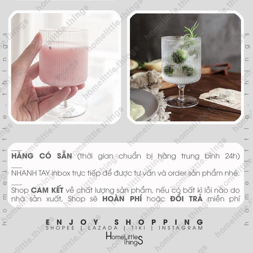 Ly, cốc thủy tinh đế cao uống nước & cà phê, vân sọc dọc sang trọng