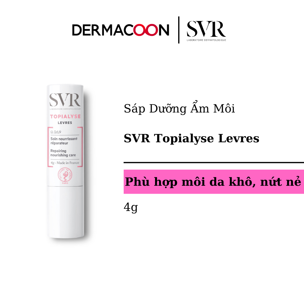 Sáp Dưỡng Ẩm Môi Bị Khô, Nứt Nẻ Và Tổn Thương SVR Topialyse Levres 4g