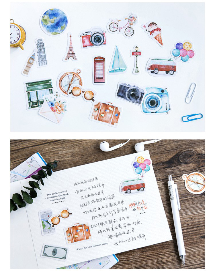 Sticker chủ đề Du Lịch - Hộp 46 miếng dán trang trí sổ tay bullet journal - M132