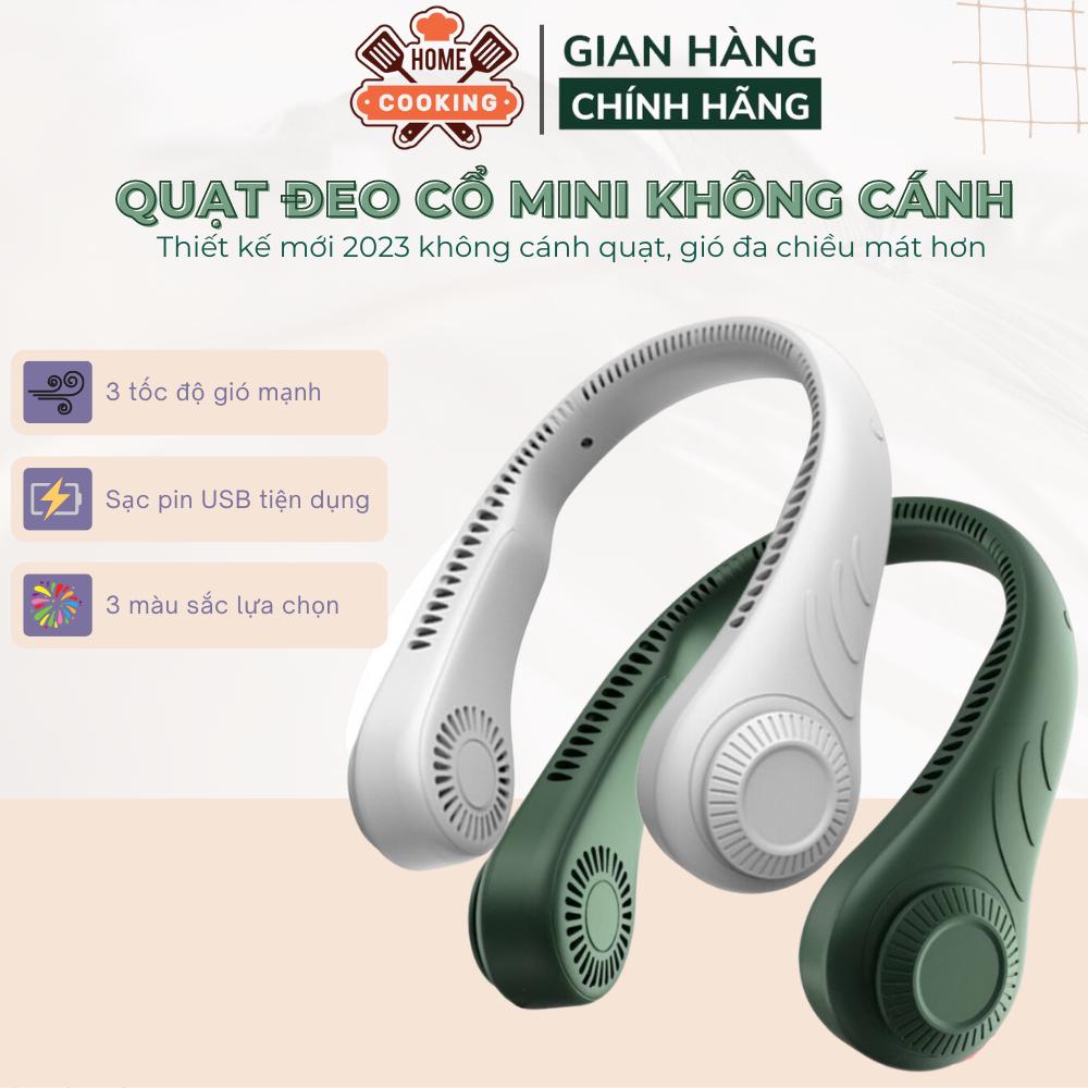 Quạt mini, quạt đeo cổ mini tích điện không cánh sạch pin dung lượng pin 4000mah 3 cấp độ gió êm ái, bảo hành 6 tháng