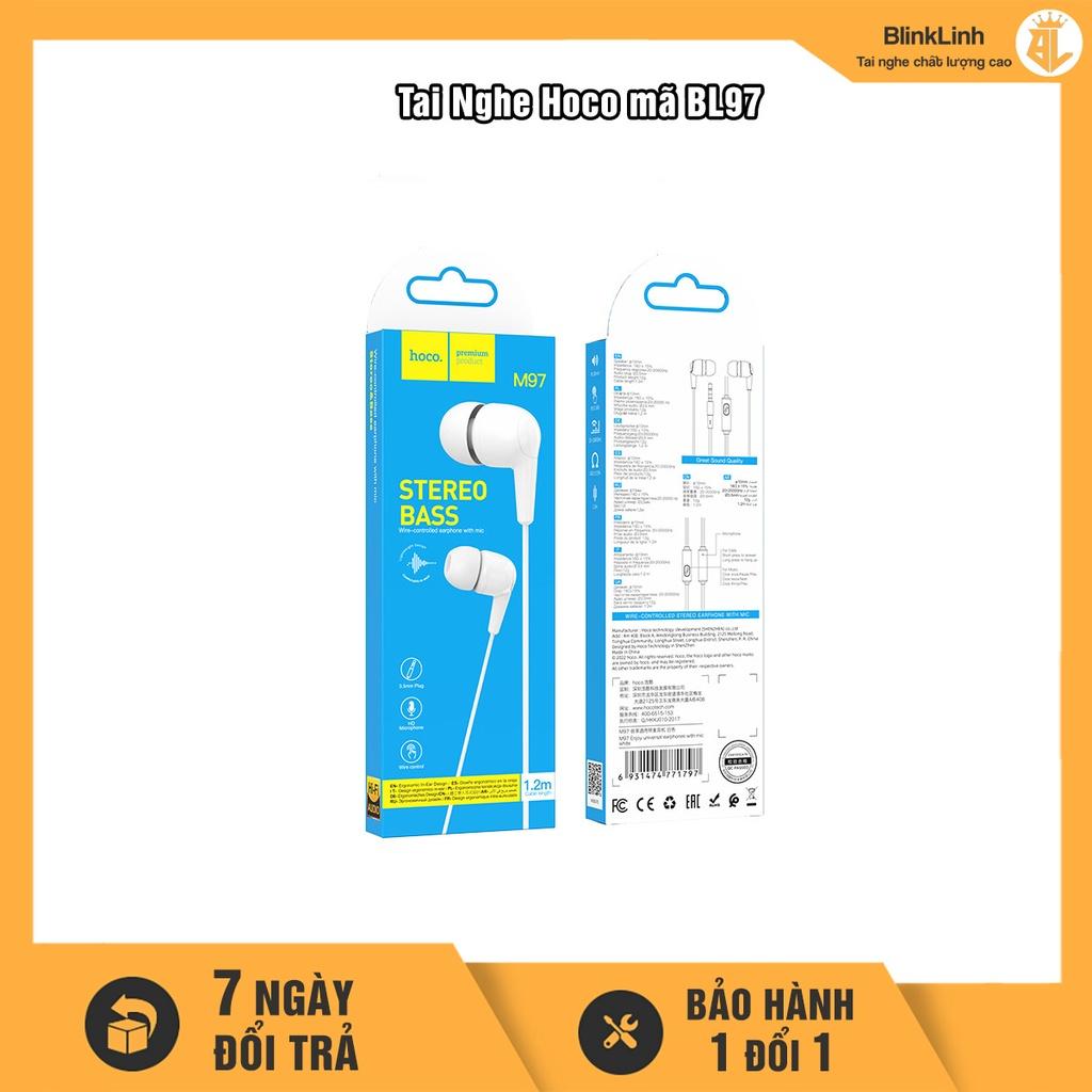 Tai nghe H.O.C.O có dây giá rẻ jack 3.5mm chân tròn, tai nghe màu trắng, màu đen,Tai nghe có mic giá rẻ