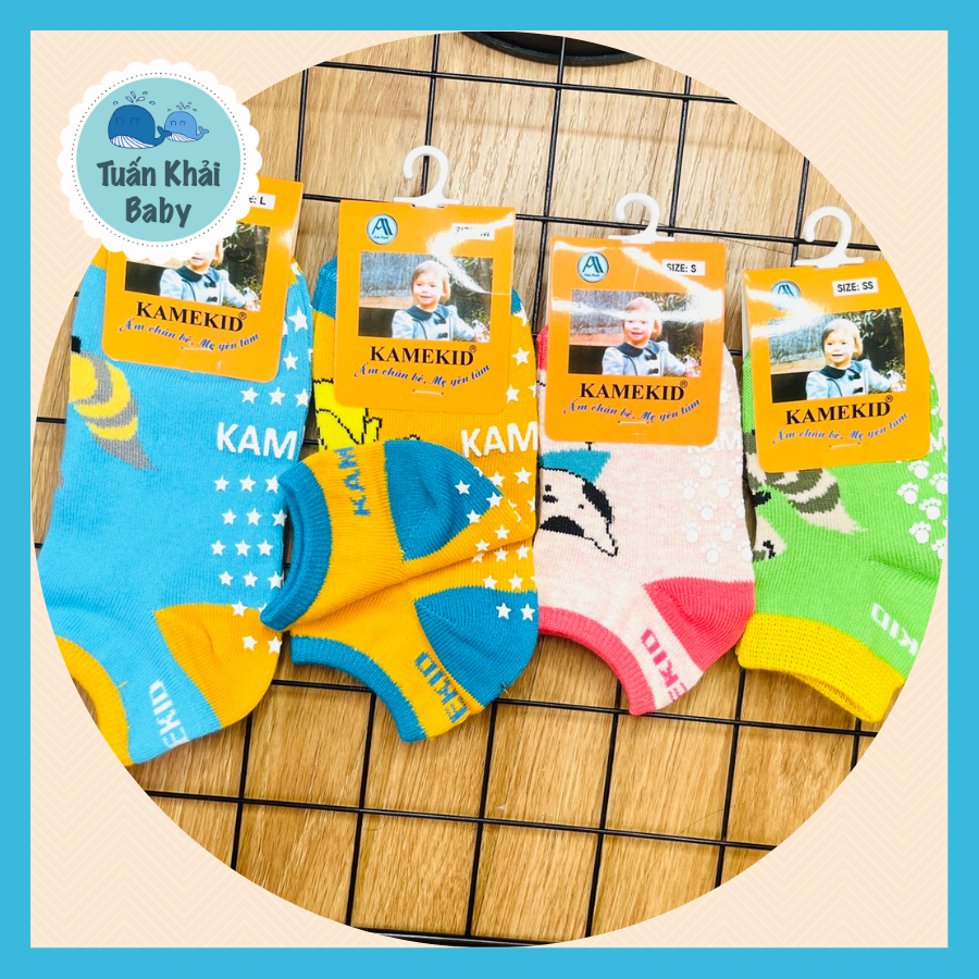 COMBO 5 Đôi Tất trẻ em CHỐNG TRƯỢT KAMEKID| Vớ trẻ em 3 tháng đến 8 tuổi | Chất vải dày dặn, ấm áp, co giãn tốt, chống trơn trượt