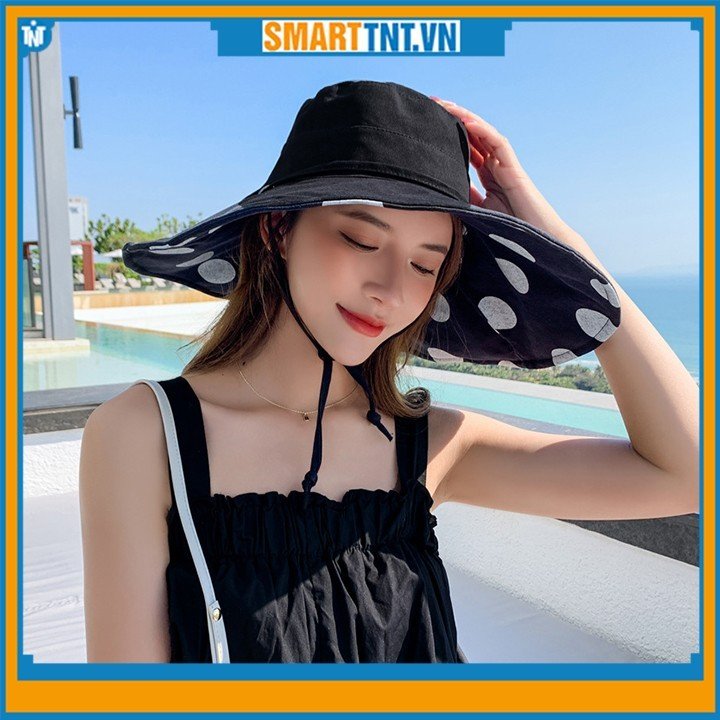 Mũ chống nắng vành rộng chấm bi kiểu dáng Hàn Quốc