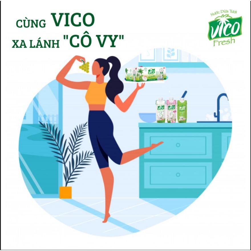 Nước Dừa ACP Vico Fresh Hương Vị Nguyên Chất - Combo 4 Hộp Nước Dừa 1L