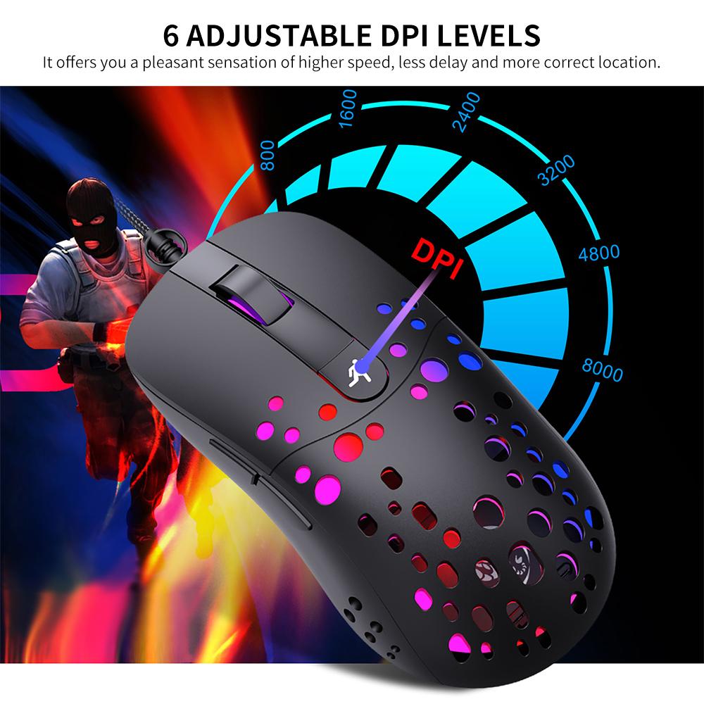 HXSJ Wired Keyboard Mouse Combo L300 RGB Backlit Keyboard + A904 8000DPI Programmable RGB Backlit Mouse