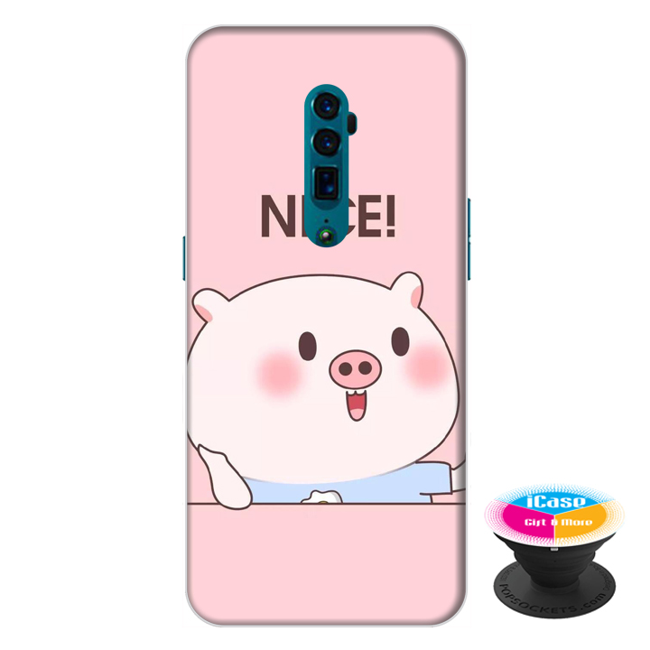 Ốp lưng điện thoại Oppo Reno 10X Zoom hình Heo Con Xinh Xắn tặng kèm giá đỡ điện thoại iCase xinh xắn - Hàng chính hãng