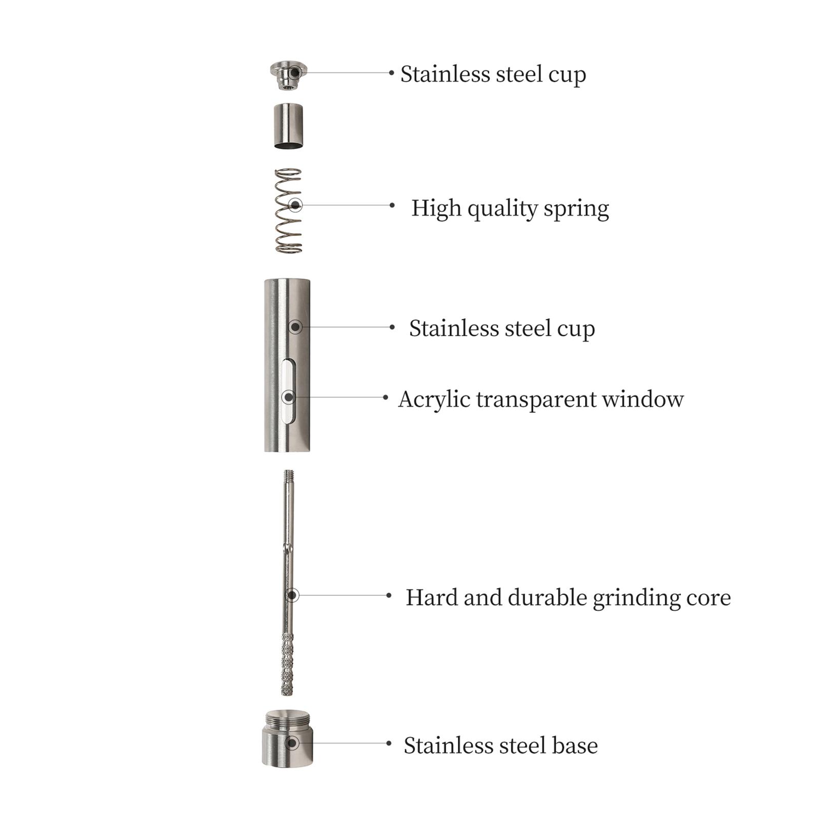 Máy xay hạt tiêu dạng chai bằng thép không gỉ, dung tích lớn thiết kế tinh tế.