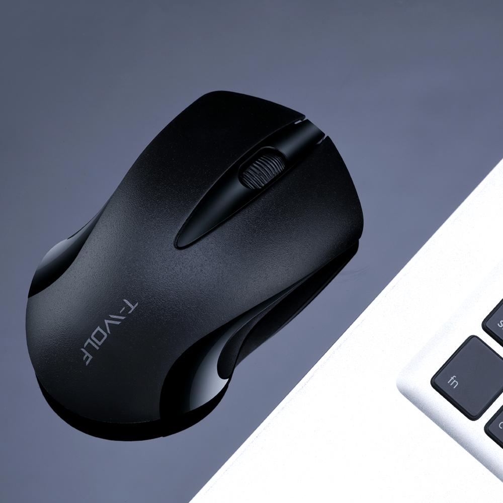 T-WOLF Q2 2.4G Wireless Optical Office Mouse 3 Button 1200 DPI Ergonomic Gaming Mouse for PC/Laptop White