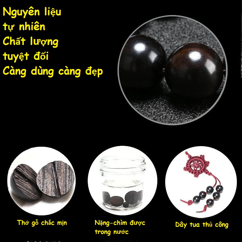 Chuỗi hạt niệm phật gỗ mun sừng tự nhiên nam phi , kèm túi nhung bồng lai