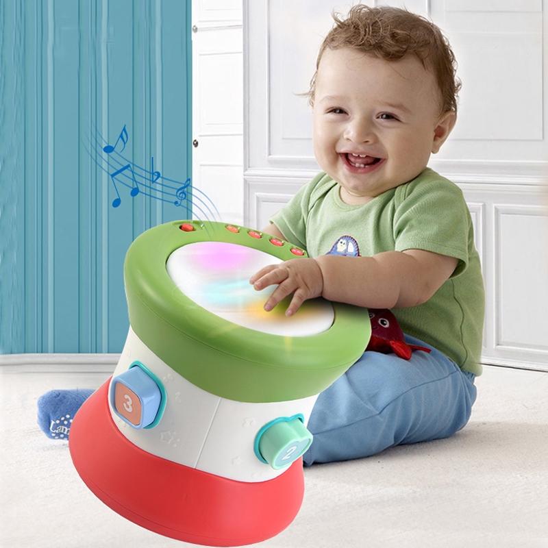 Trống đồ chơi 2 mặt thay đổi có phát nhạc và đèn nhấp nháy 607 vui nhộn dễ thương