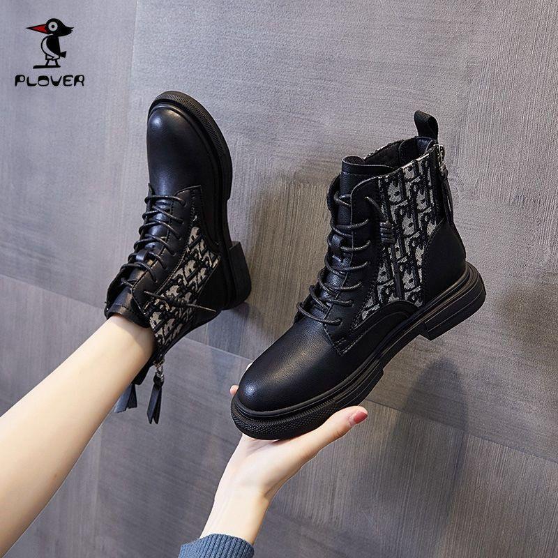 Giày Bốt Martin Lót Lông Cừu Cổ Cao Vừa Phong Cách Anh Quốc Thời Trang Thu Đông 2022 Mới