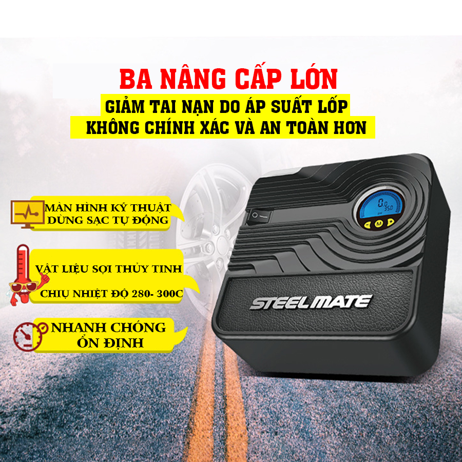 Máy bơm ô tô xe hơi STEELMATE  CHÍNH HÃNG Đồng hồ điện tử thông minh