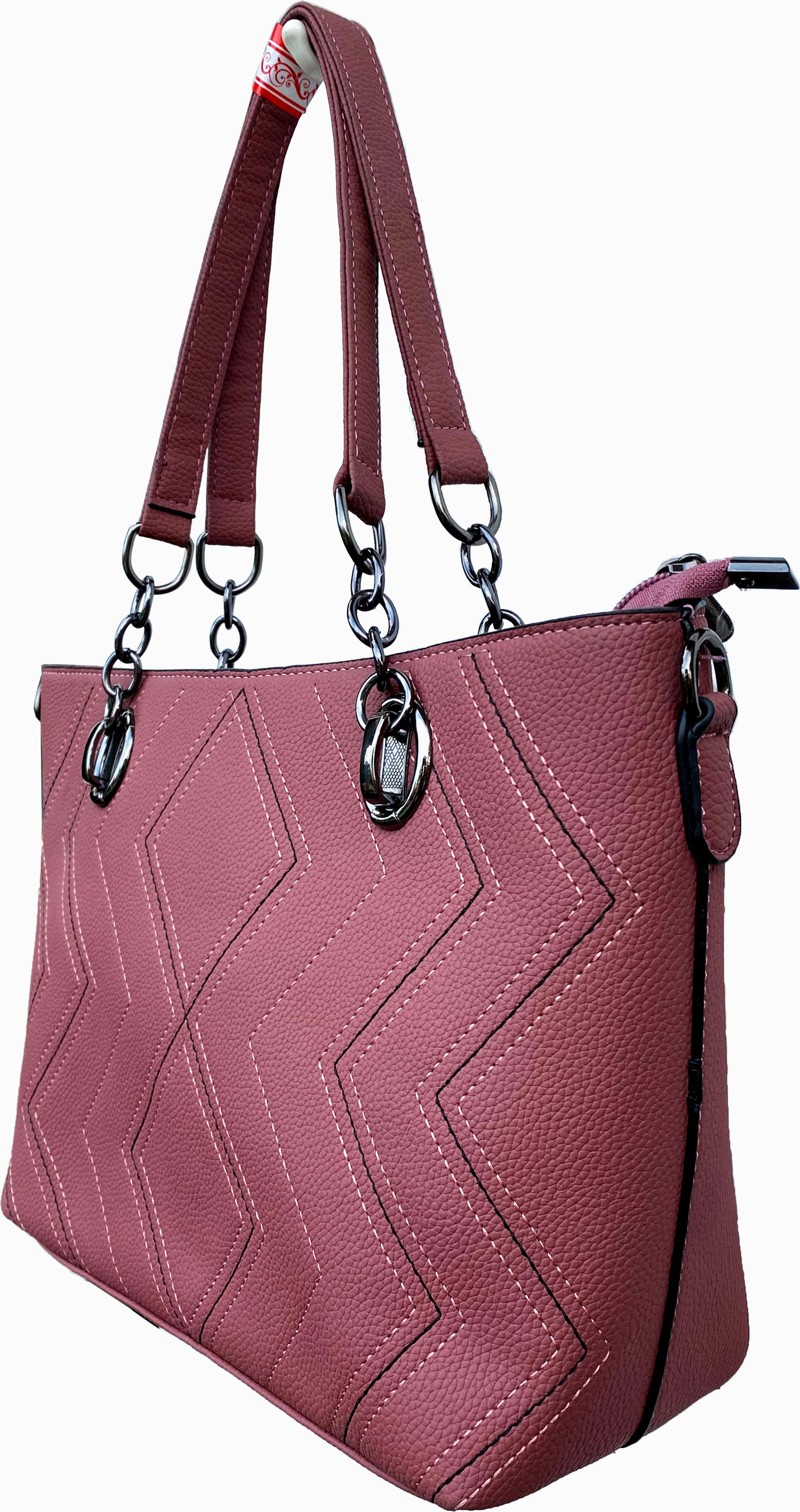 Túi da nữ thời trang may ziczac 050720