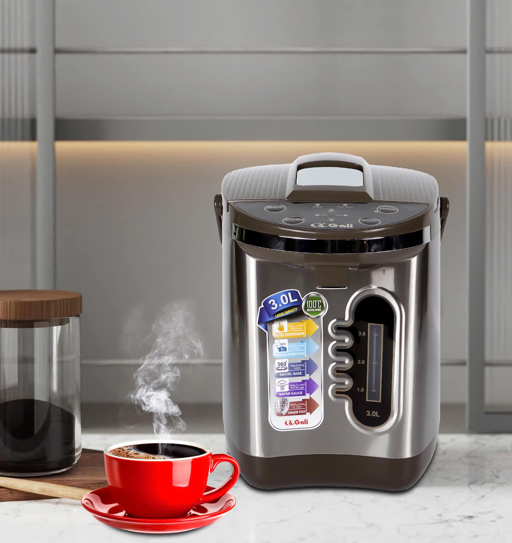 Bình Thuỷ Điện Gali GL-5030G Dung tích 3L nhỏ gọn, Thân bằng nhựa nguyên sinh cao cấp, lòng trong bằng Inox 304 dày chất lượng. Hàng chính hãng chất lượng cao bảo hành 24 tháng.