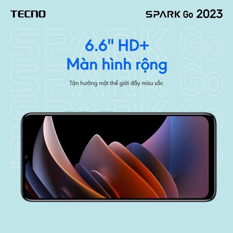 Điện thoại Tecno SPARK GO 2023 4GB/64GB - Helio A22 | 5000 mAh | 6,6&quot; HD+| Cảm ứng vân tay | Hàng chính hãng | Bảo hành chính hãng 13 tháng