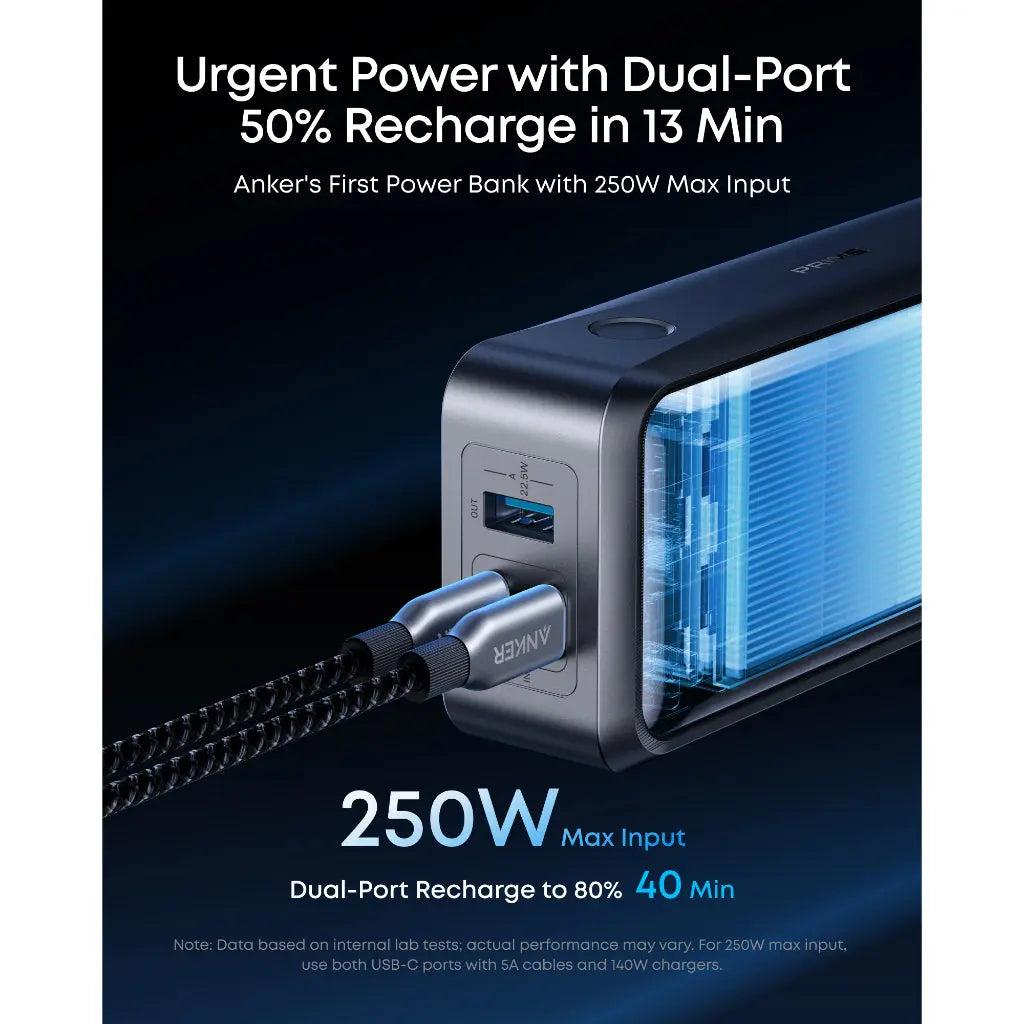 Sạc dự phòng Anker Prime 2C1A 300W 26250mah Đen A110A - Hàng Chính Hãng