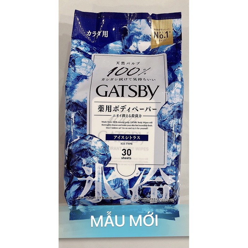 Khăn giấy ướt khử mùi Gatsby Ice Nhật Bản 30 miếng