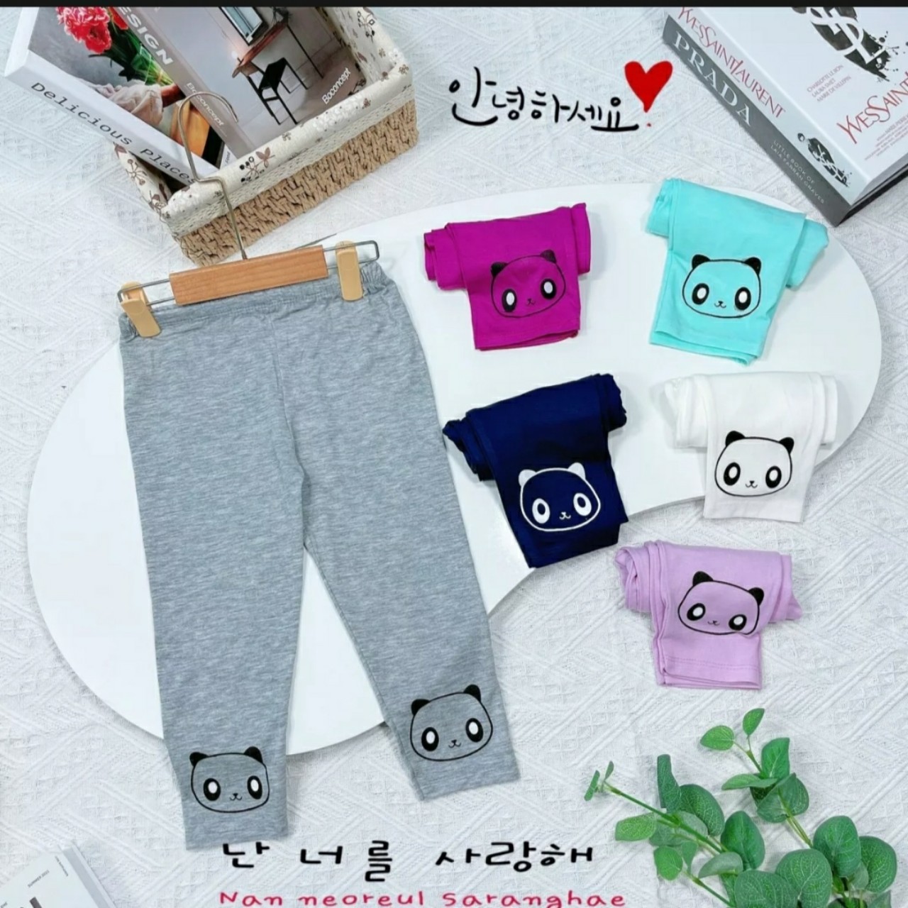 Combo 5 quần legging dài in hình ngộ nghĩnh cho bé gái 8-23kg