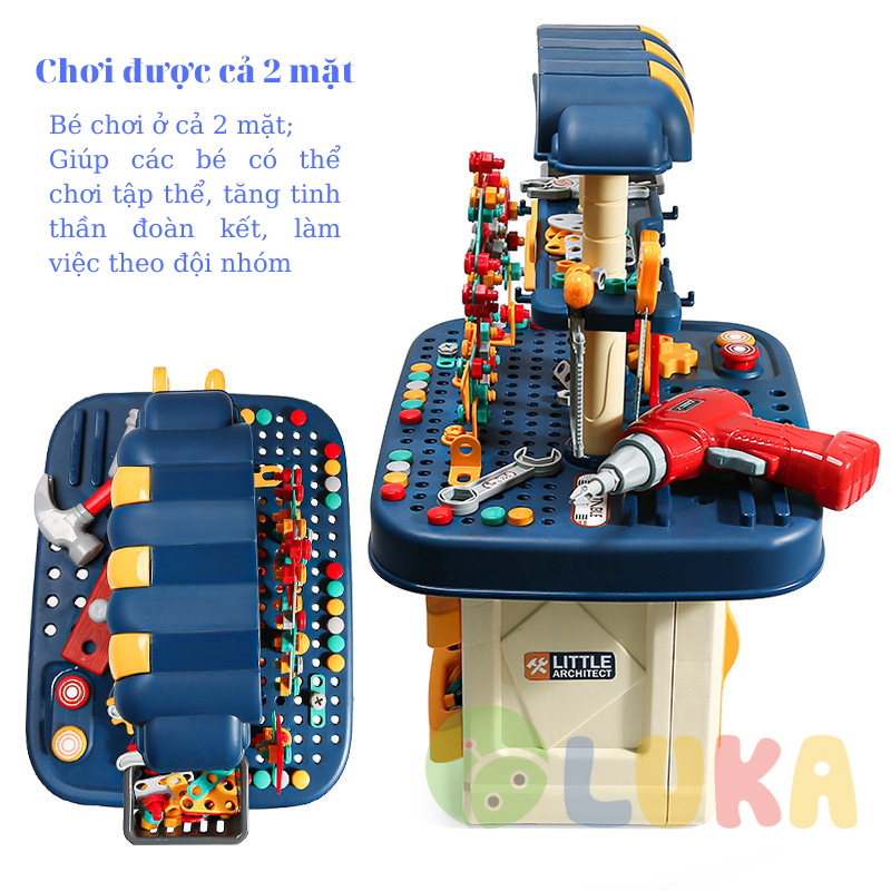 Đồ chơi trẻ em bộ đồ chơi kỹ thuật ghép hình chính hãng Luka cho bé từ 2 tuổi tập làm kỹ sư chơi được cả mặt trước sau tương tác