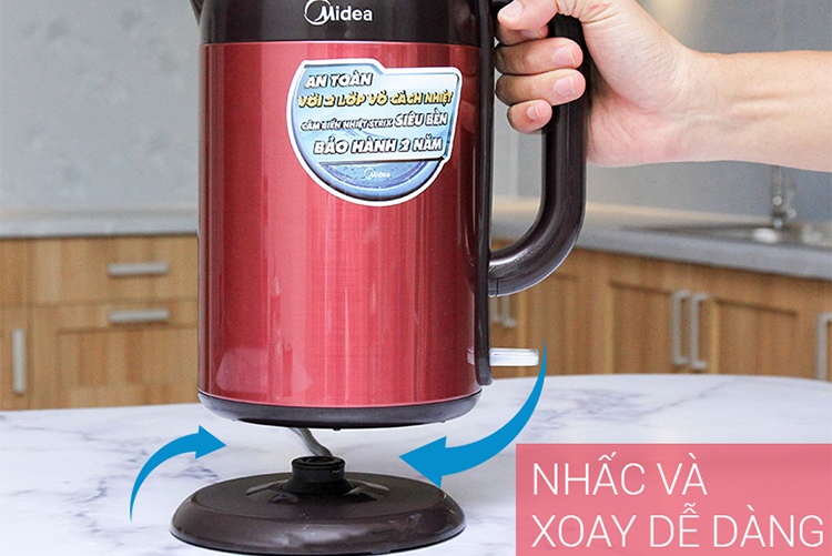 Bình Đun Siêu Tốc Midea MK-317DR (1.7L) - Đỏ - Hàng Chính Hãng