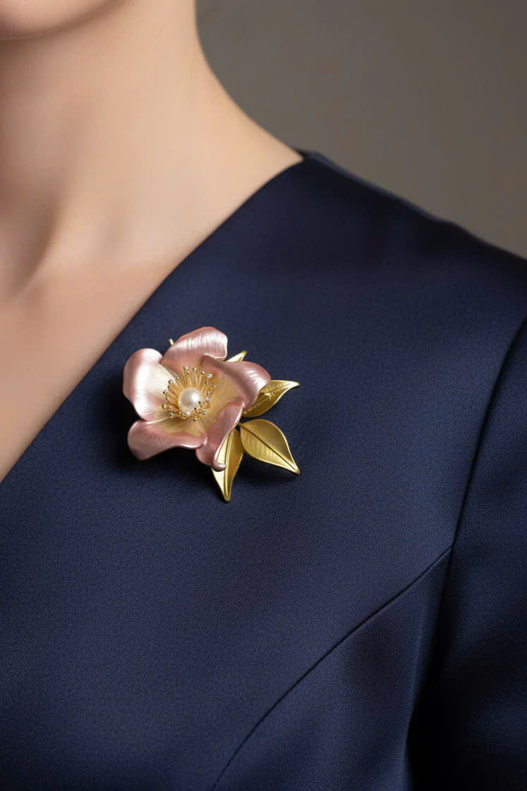 Trâm Cài Áo Vest, Áo Dài Hoa Đính Ngọc Trai Baroque Hồng thời trang thiết kế Hity ACC437