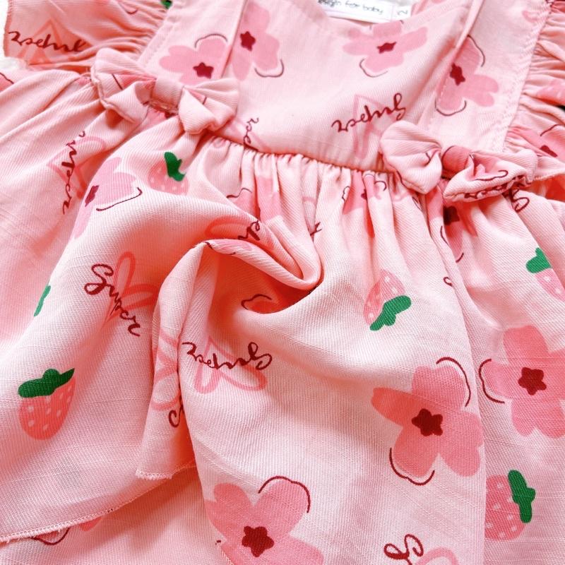 ￼Body Váy Cánh Tiên Hoa Vàng Bé Gái Sơ Sinh Đến 12kg, Bodysuit Bé Gái Chất Đũi Tơ Siêu Mát [B017