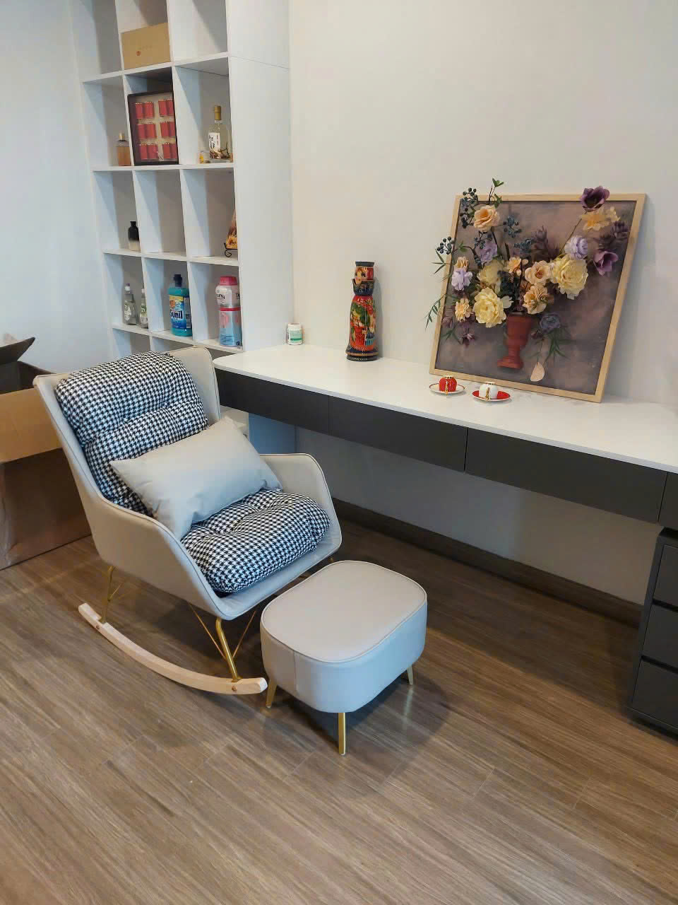 Ghế sofa bập bênh kèm đôn thư giãn tại nhà GH01