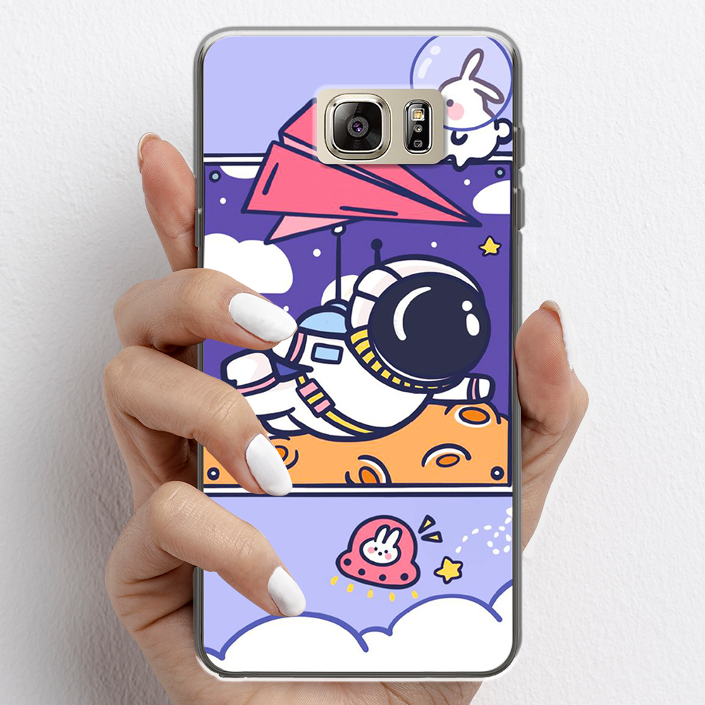 Ốp lưng cho Samsung Galaxy Note 5 nhựa TPU mẫu Phi hành gia tím