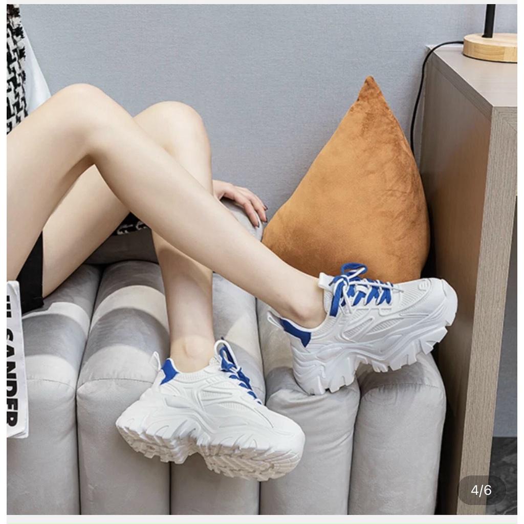 Giày Thể Thao Nữ, Giày Sneaker Nữ Độn Đế Da Mềm Phối Lưới Phong Cách Ulzzang, M64 Lisa