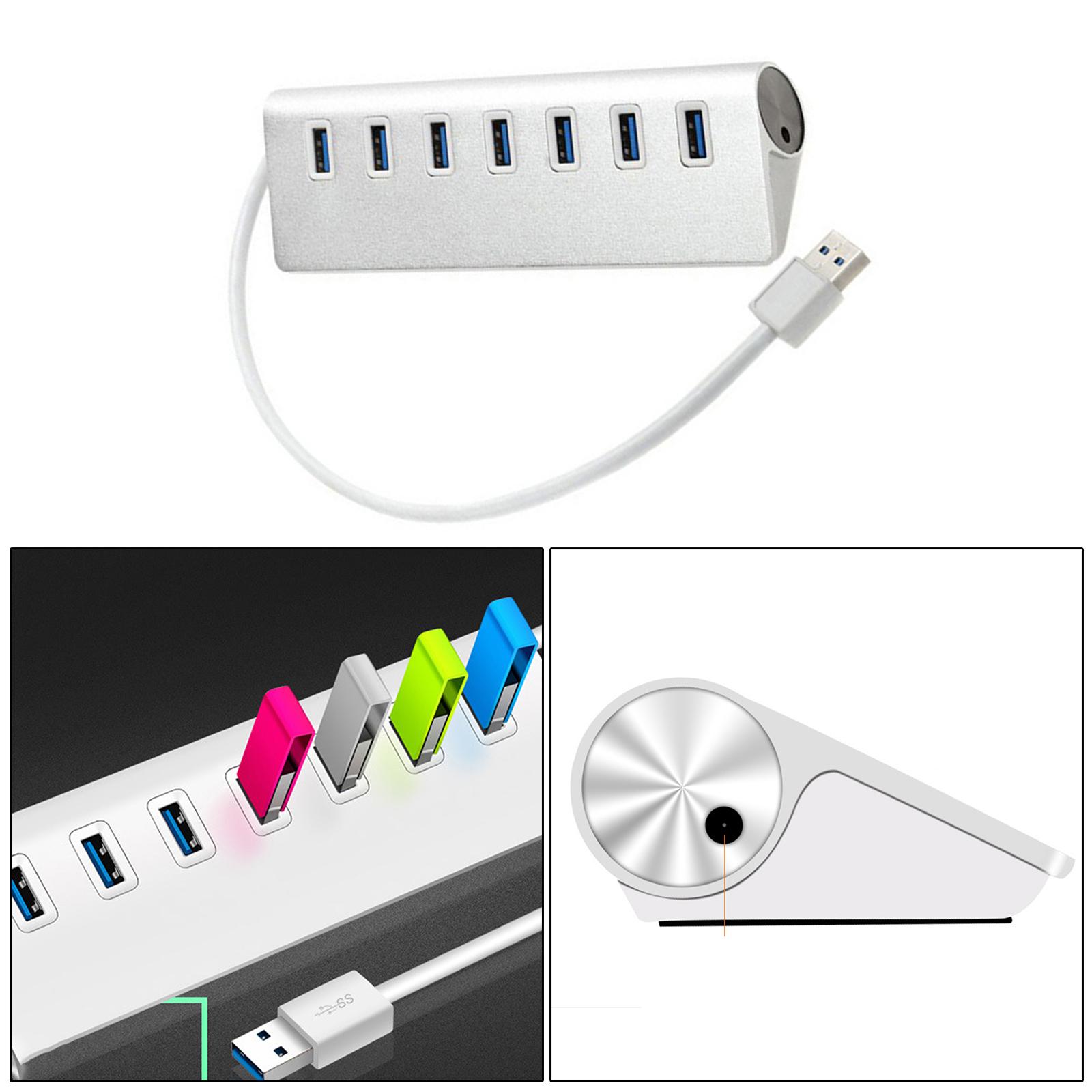 USB HUB 3.0 Splitter 7 Port with Universal 5V AC Adapter for PC Flash Drive