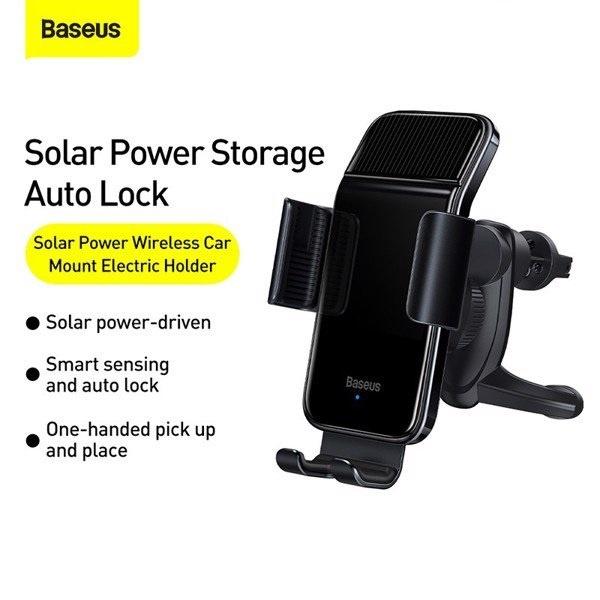 Đế giữ điện thoại tích Baseus Smart Solar Power Wireless Car Mount Electric Holder - Hàng chính hãng