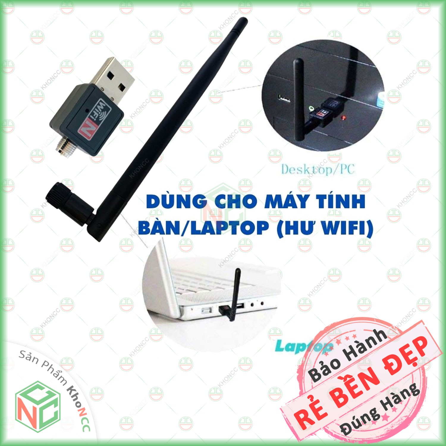 Hình ảnh USB Thu Sóng Wifi KhoNCC Hàng Chính Hãng - Có Angten Bắt Sóng Cho Máy Tính Bàn, Laptop Hư Wifi - KPD-2652-USBThuWifi