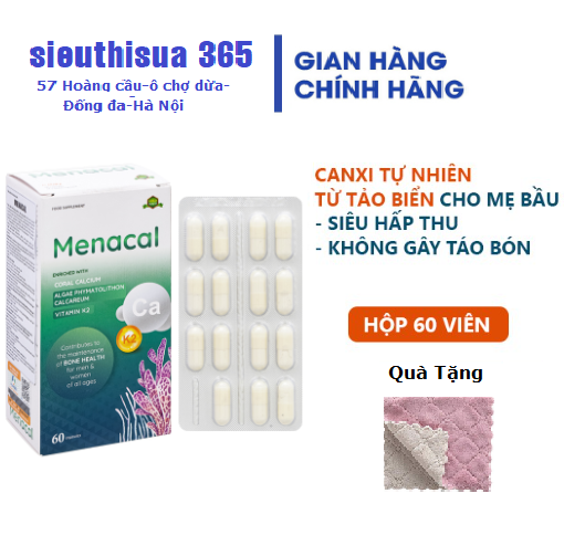 Canxi Menacal - Canxi từ tảo biển và san hô cho mẹ bầu và trẻ nhỏ (hộp 60 viên)