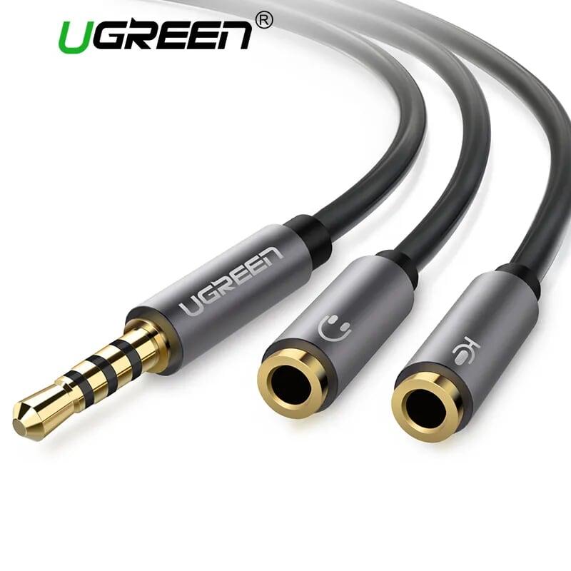 Ugreen UG30619AV141TK 20CM màu Đen Dây chuyển âm thanh 3.5mm dương sang Jack Mic + Loa âm - HÀNG CHÍNH HÃNG