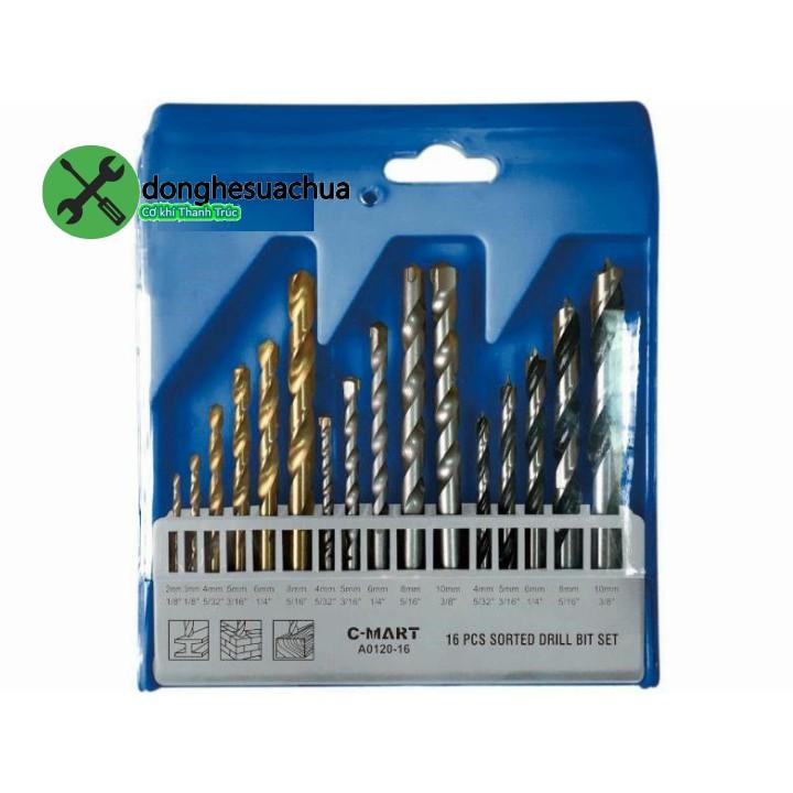 Bộ mũi khoan tổng hợp C-MART A0120-16 16 chi tiết