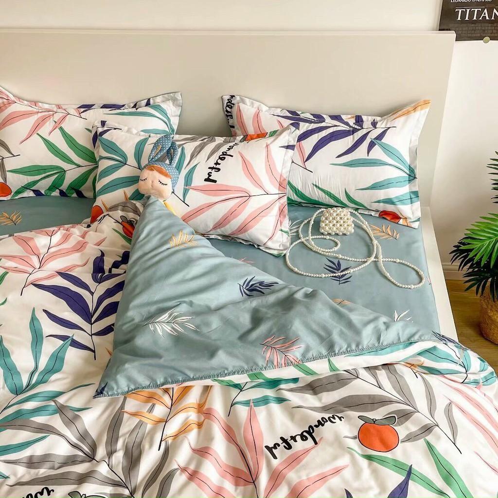 Bộ chăn ga gối Cotton Poly M2T bedding Cà chua dây, Vỏ chăn mền, drap giường và 2 vỏ gối