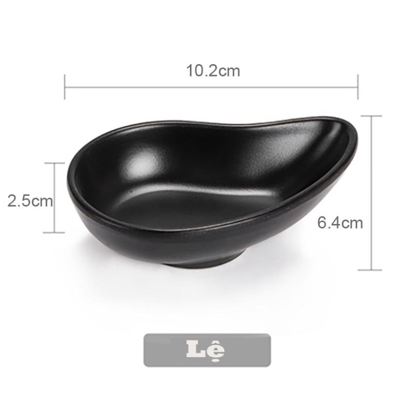 Muối tiêu tròn - lá , 1-2-3 ngăn Melamine 100% Ngọc Đen Mờ | ĐĨA MUỐI TIÊU vật liệu MELAMINE ĐEN NGỌC HÀN