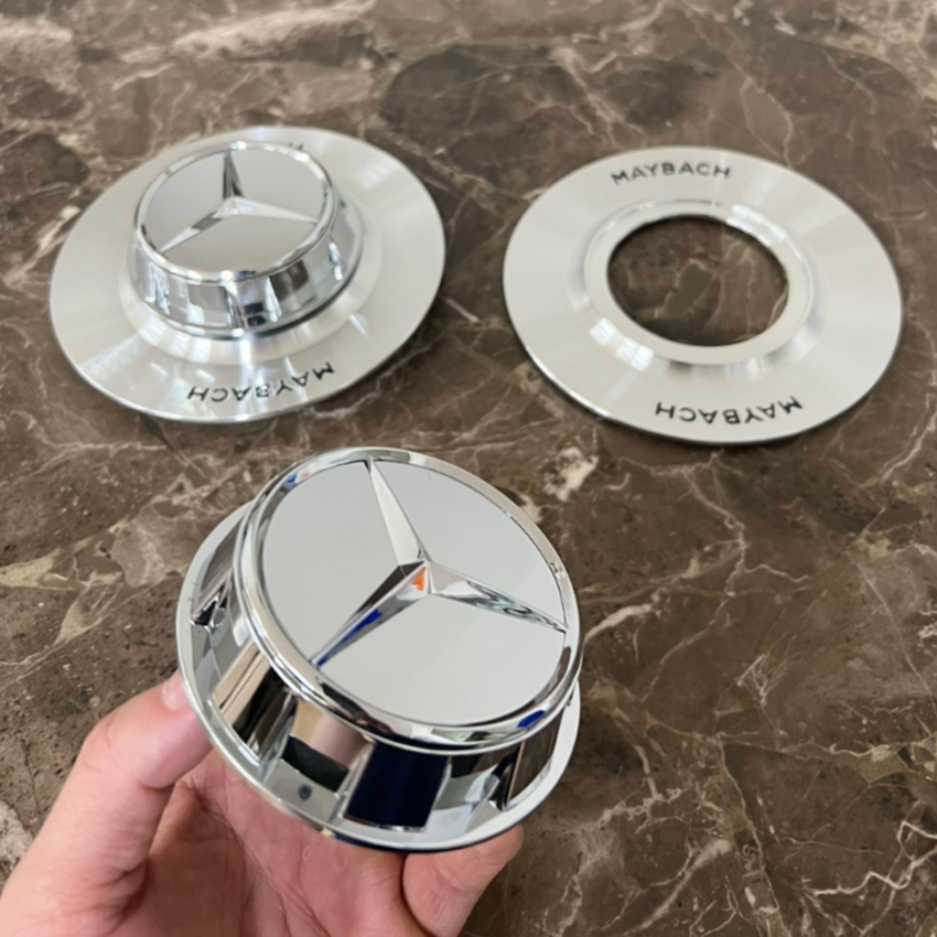 Logo chụp mâm, ốp lazang bánh xe ô tô Maybach MB-002, chất liệu nhựa ABS và hợp kim nhôm cao cấp