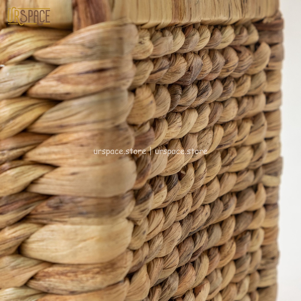 Sọt cói chữ nhật khung gỗ trang trí đa năng Ur Space/ Howen rectangle hyacinth storage basket for home