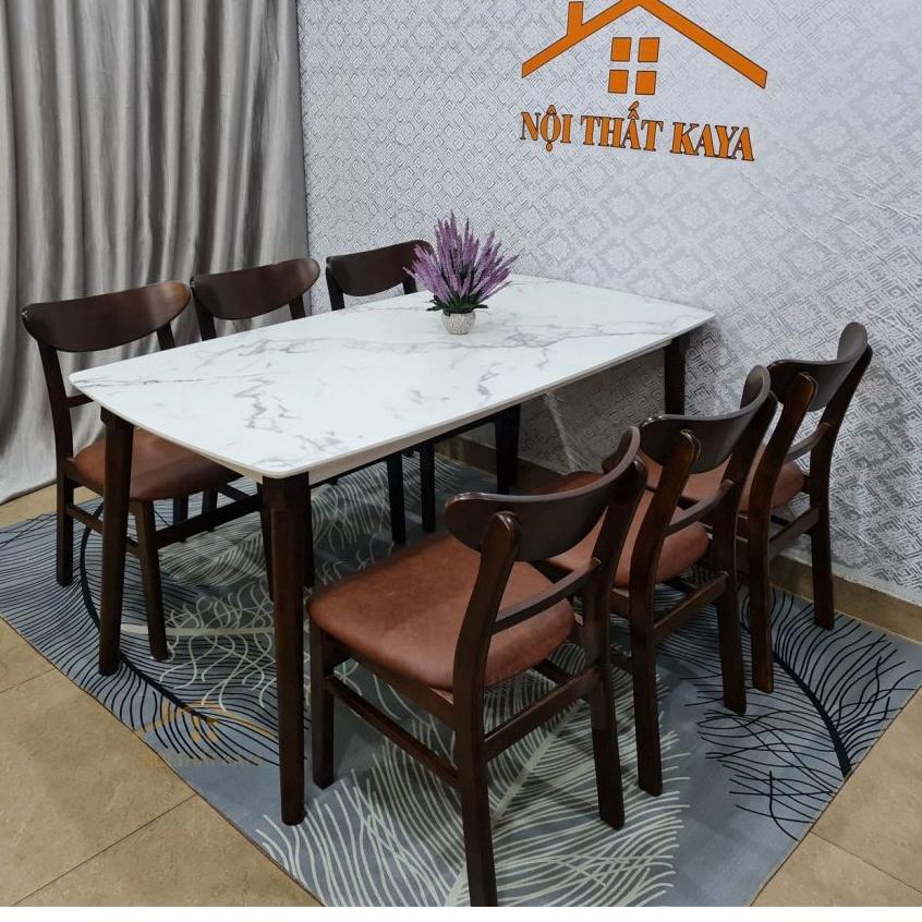 Bộ bàn ăn 6 ghế Lunar giả đá
