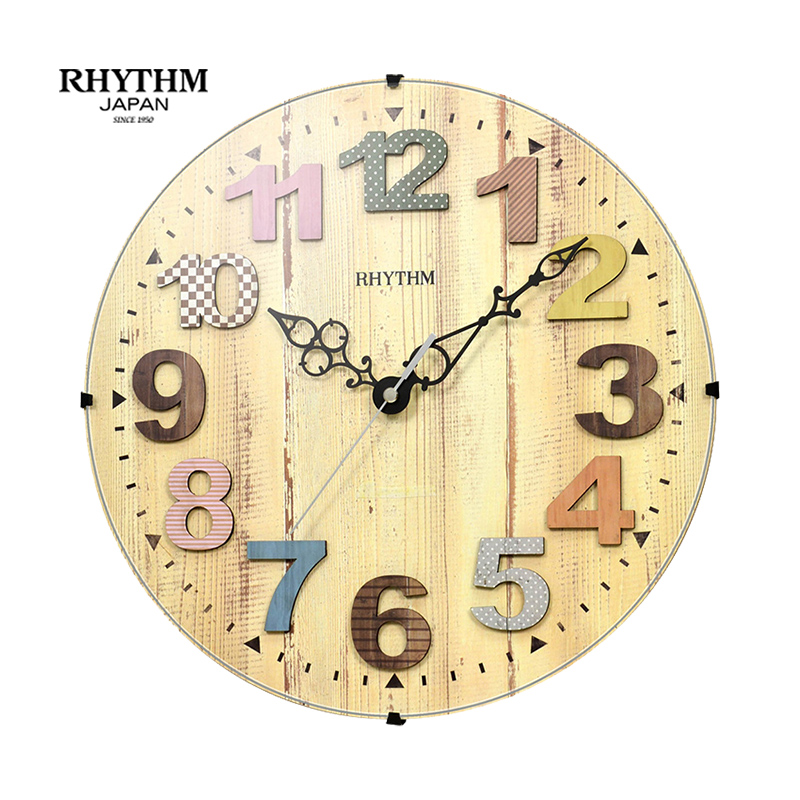 Đồng hồ treo tường Nhật Bản Rhythm CMG117NR06 Kt 30.2 x 4.7cm, 840g Vỏ gỗ, Dùng Pin