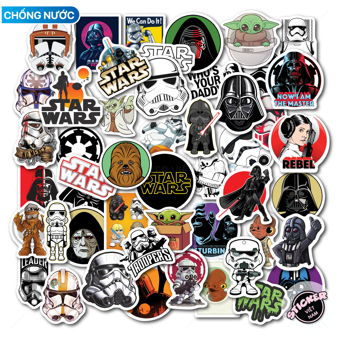 STAR WARS sticker - Hình Dán Chất Liệu PVC Chất Lượng Cao Chống Nước - Kích Thước 4-8cm