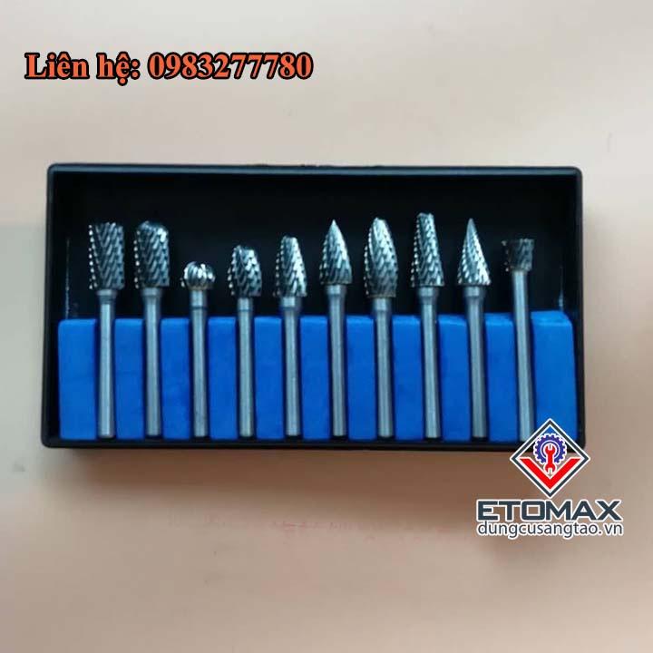 Bộ 10 Mũi Khắc, Mài Làm Lũa Vonfram Trục 6mm Siêu Cứng