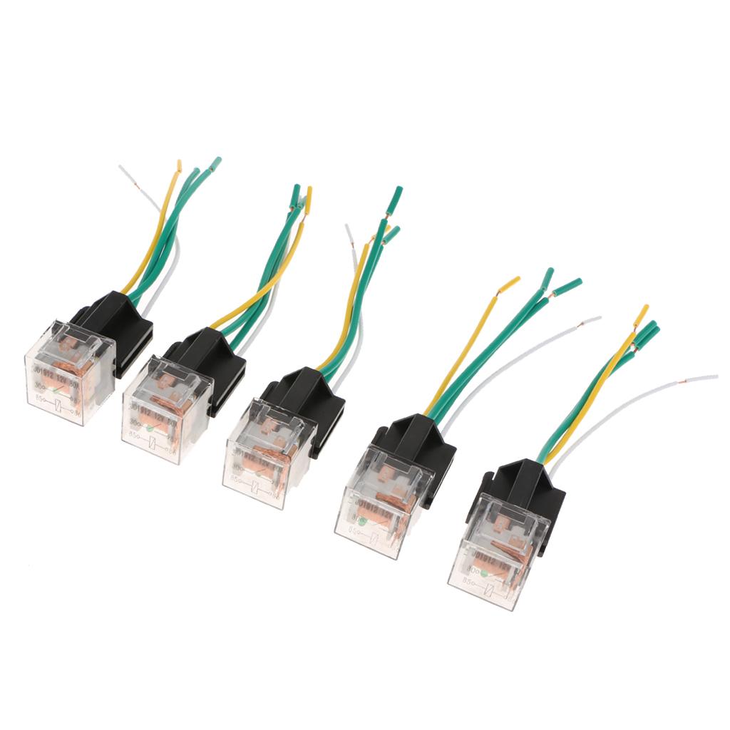5Pcs 80A 4Pin SPST Relay & Socket 4 Wire Auto Lighting Controller 12V