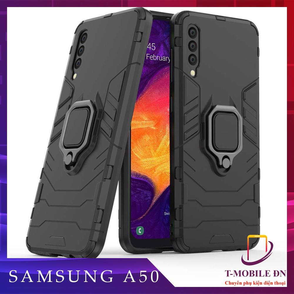 Ốp lưng cho Samsung A50 iron man chống sốc kèm nhẫn xoay chống xem video bảo vệ camera