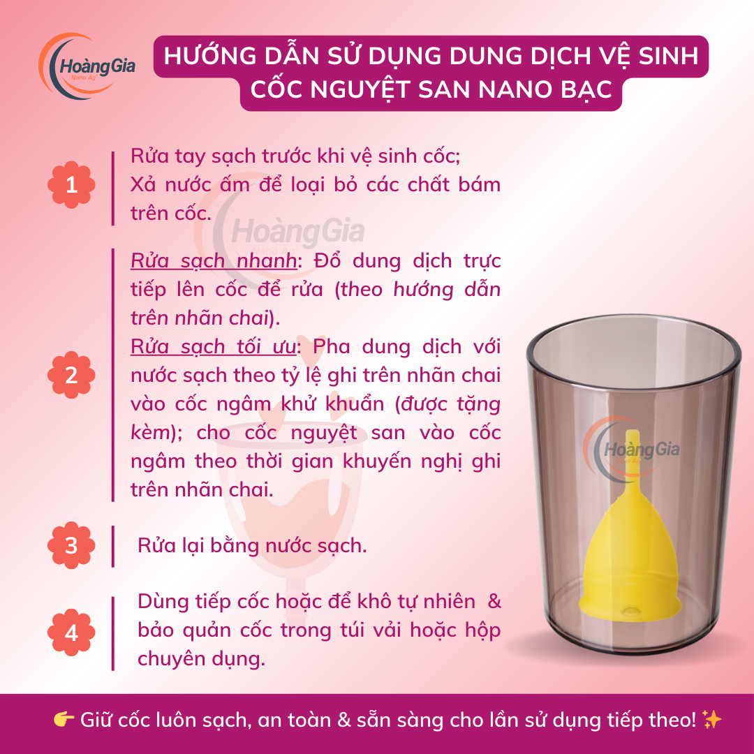 Dung Dịch Vệ Sinh Cốc Nguyệt San Nano Bạc - Làm Sạch, Khử Khuẩn Dịu Nhẹ &amp; An Toàn, Không Kích Ứng